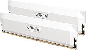 Crucial Pro DDR5 RAM 32GB Kit (2x16GB) 6000MHz CL36, Overclocking Gaming Memory, Intel XMP 3.0 / AMD EXPO, Computer Memory (PC) DDR5 32GB RAM, White - CP2K16G60C36U5W