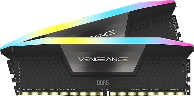 CORSAIR VENGEANCE RGB DDR5 RAM 16GB (2x8GB) Up to 5200MHz CL40 Intel XMP iCUE Compatible Computer Memory - Black (CMH16GX5M2B5200C40)