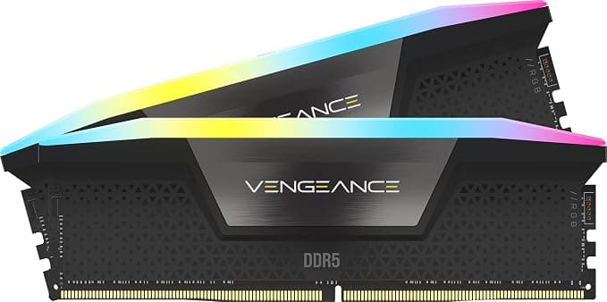CORSAIR VENGEANCE RGB DDR5 RAM 16GB (2x8GB) Up to 5200MHz CL40 Intel XMP iCUE Compatible Computer Memory - Black (CMH16GX5M2B5200C40)