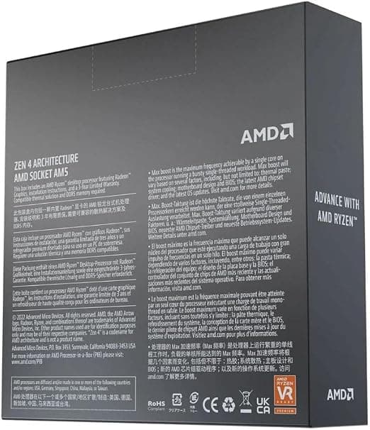 AMD Ryzen 5 7600X Desktop Processor (6-core/12-thread, 38MB Cache, up to 5.3 GHz max Boost) 2