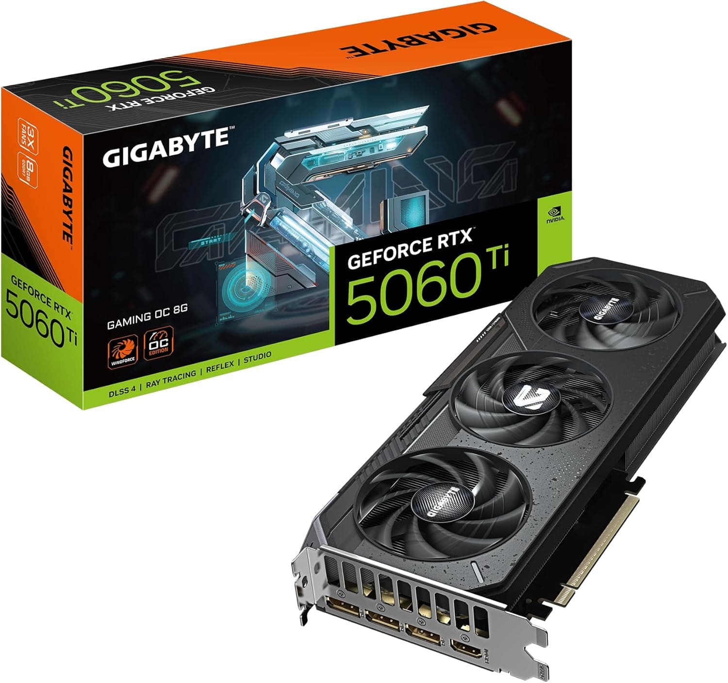 Gigabyte GeForce RTX 5060 Ti GAMING OC 8G Graphics Card - 8GB GDDR7, 128bit, PCI-E 5.0, 2647MHz Core Clock, 3 x DisplayPort, 1 x HDMI, GV-N506TGAMING OC-8GD