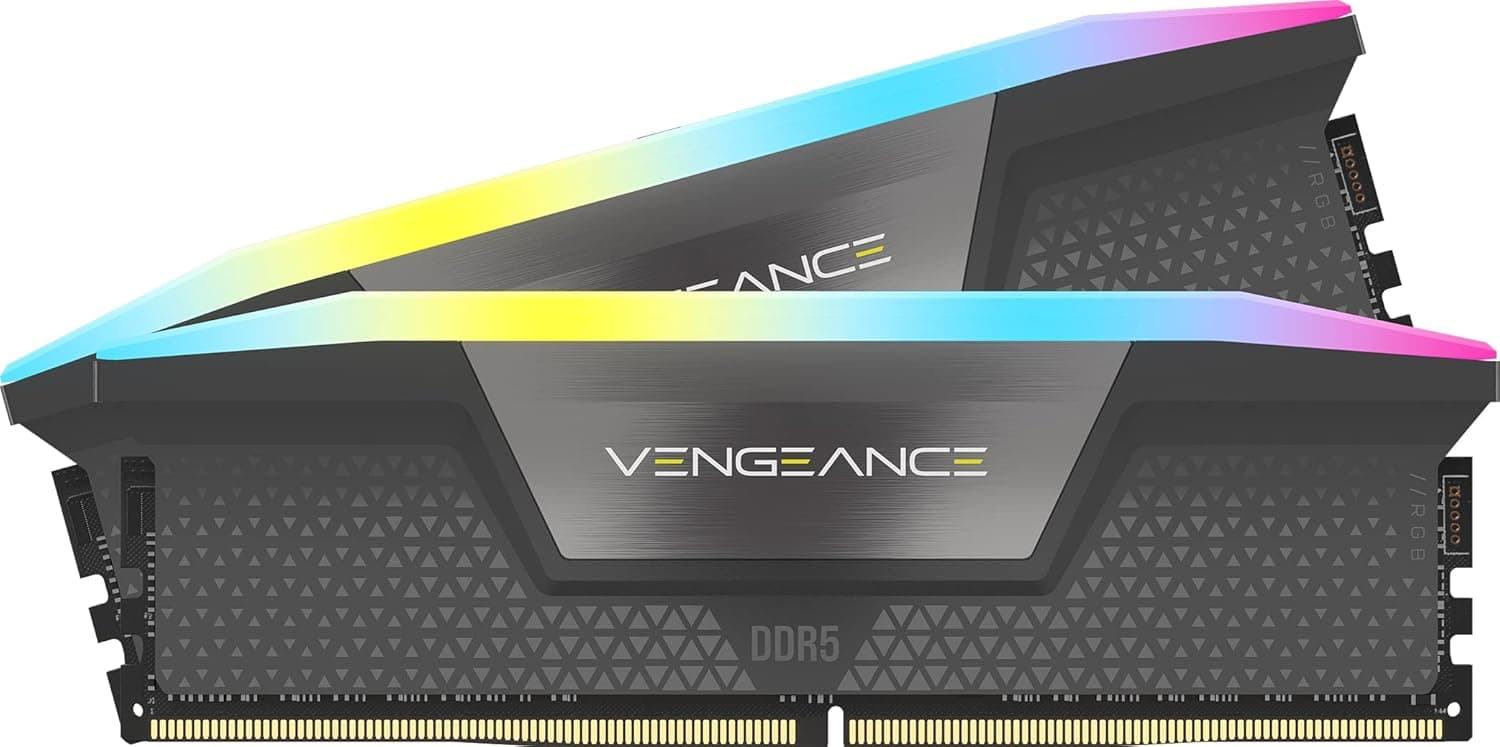 Corsair VENGEANCE RGB DDR5 RAM 32GB (2x16GB) 6000MHz C38-48-48-106 1.4V Optimised Computer Memory (iCUE Compatible, Fast Performance, Intel XMP 3.0 Profiles) Black