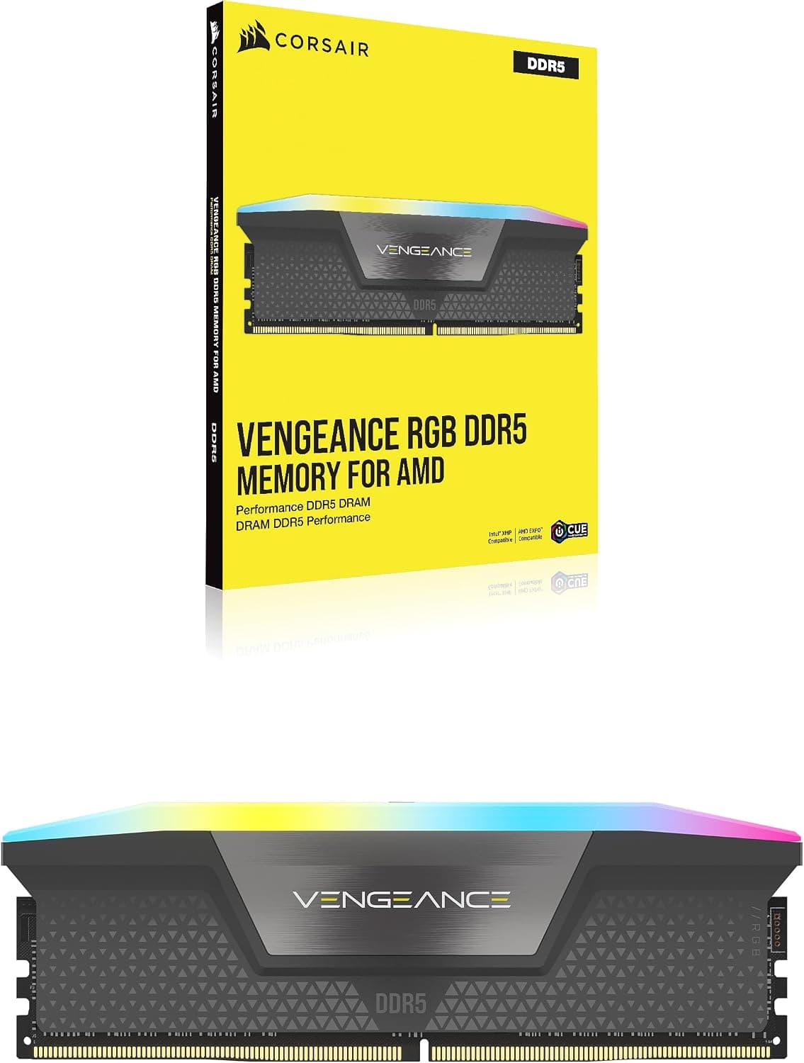 Corsair Vengeance RGB DDR5 RAM 16GB (1x16GB) 6000MHz CL36-44-44-96 1.35V AMD Expo Intel XMP 3.0 Computer Memory - Grey (CMH32GX5M1E6000Z38) 3