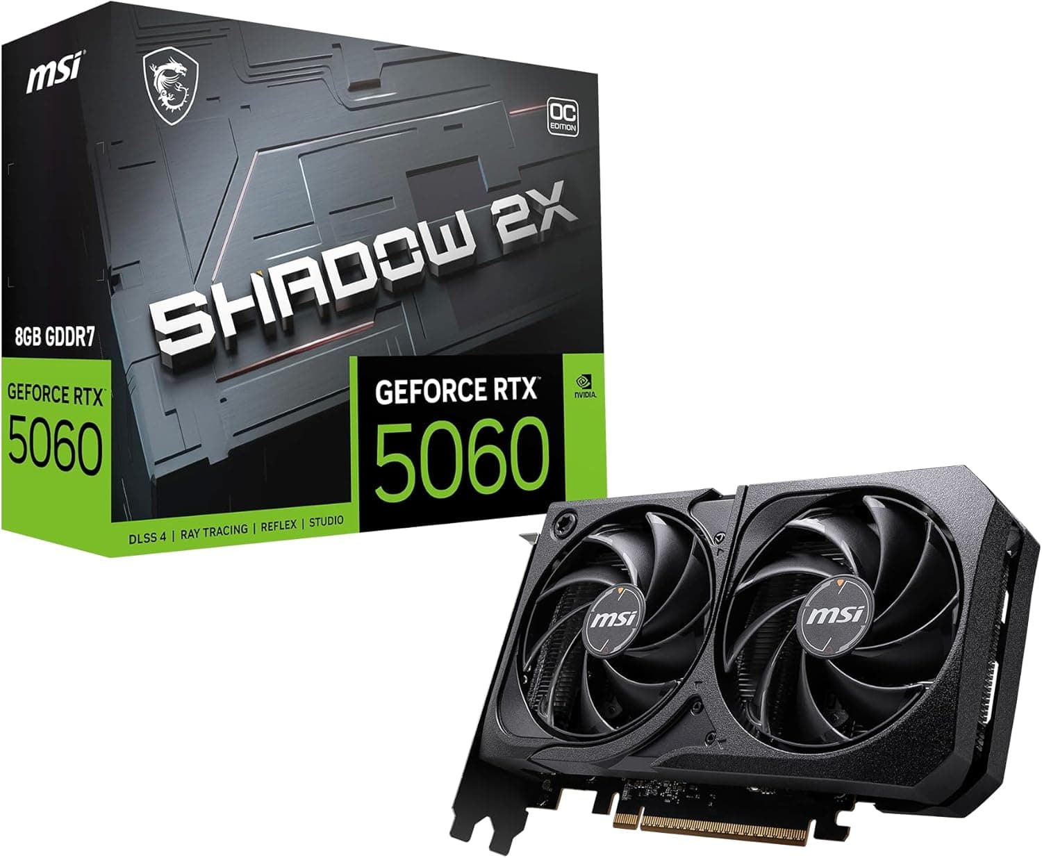 MSI GeForce RTX 5060 8G SHADOW 2X OC Graphics Card-8GB GDDR7 (28Gbps/128-bit), PCIe 5.0-HDMI, 3 x DisplayPort 2.1b