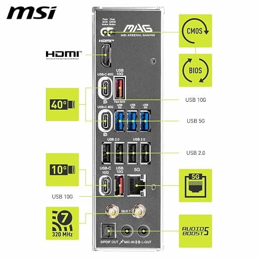 MSI MAG X870E Tomahawk WiFi Motherboard, ATX, AM5 Socket, DDR5 Support 4