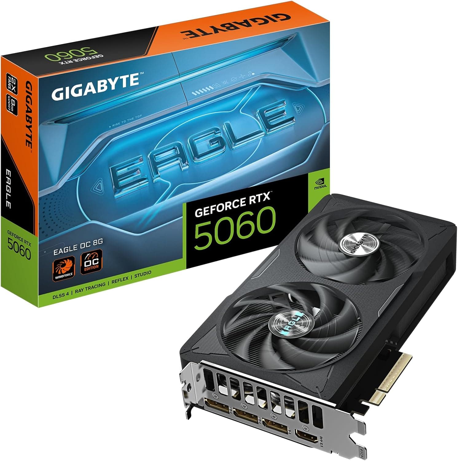 Gigabyte GeForce RTX 5060 EAGLE OC 8G Graphics Card - 8GB GDDR7, 128bit, PCI-E 5.0, 2550 MHz Core Clock, 3 x DisplayPort, 1 x HDMI, GV-N5060EAGLE OC-8GD