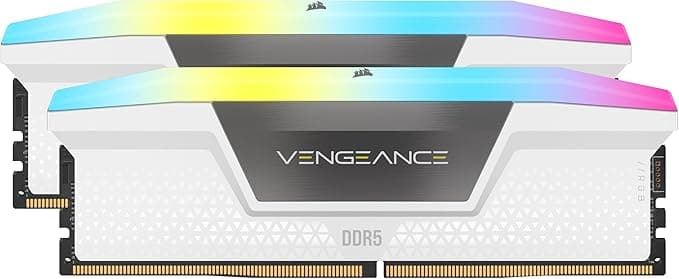 CORSAIR VENGEANCE RGB DDR5 RAM 32GB (2x16GB) 6000MHz CL36-44-44-96 1.4V AMD EXPO & Intel XMP Desktop Computer Memory – White (CMH32GX5M2E6000Z36W)