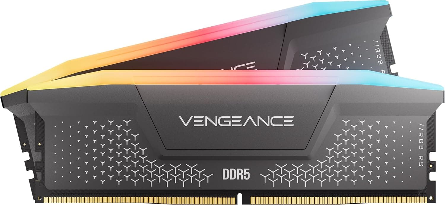 CORSAIR VENGEANCE RGB RS DDR5 RAM 32GB (2x16GB) Up to 6000MHz CL36-44-44-96 1.35V AMD EXPO Intel XMP Computer Desktop Memory – Grey (CMG32GX5M2E6000Z36)