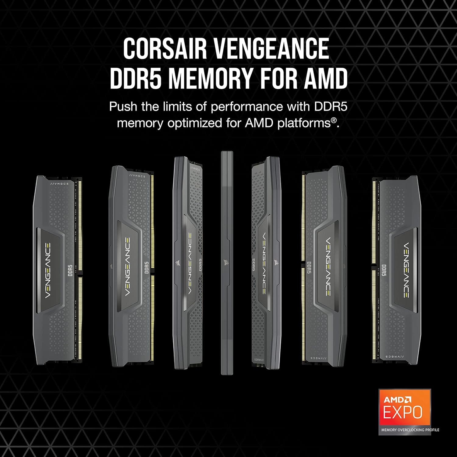 Corsair Vengeance DDR5 RAM, 32 GB, 2 x 16 GB, 6000 MHz CL36, AMD Expo iCUE Compatible, Desktop Memory, Grey, Model CMK32GX5M2E6000Z36 3