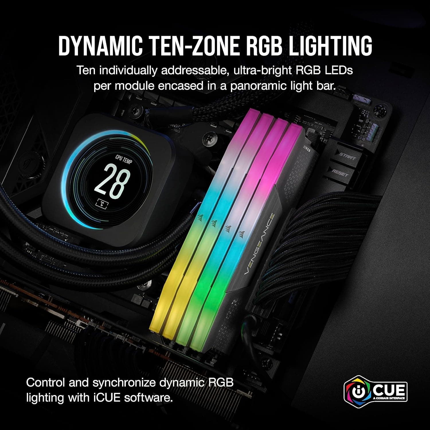 Corsair VENGEANCE RGB DDR5 RAM 32GB (2x16GB) 6000MHz C38-48-48-106 1.4V Optimised Computer Memory (iCUE Compatible, Fast Performance, Intel XMP 3.0 Profiles) Black 4