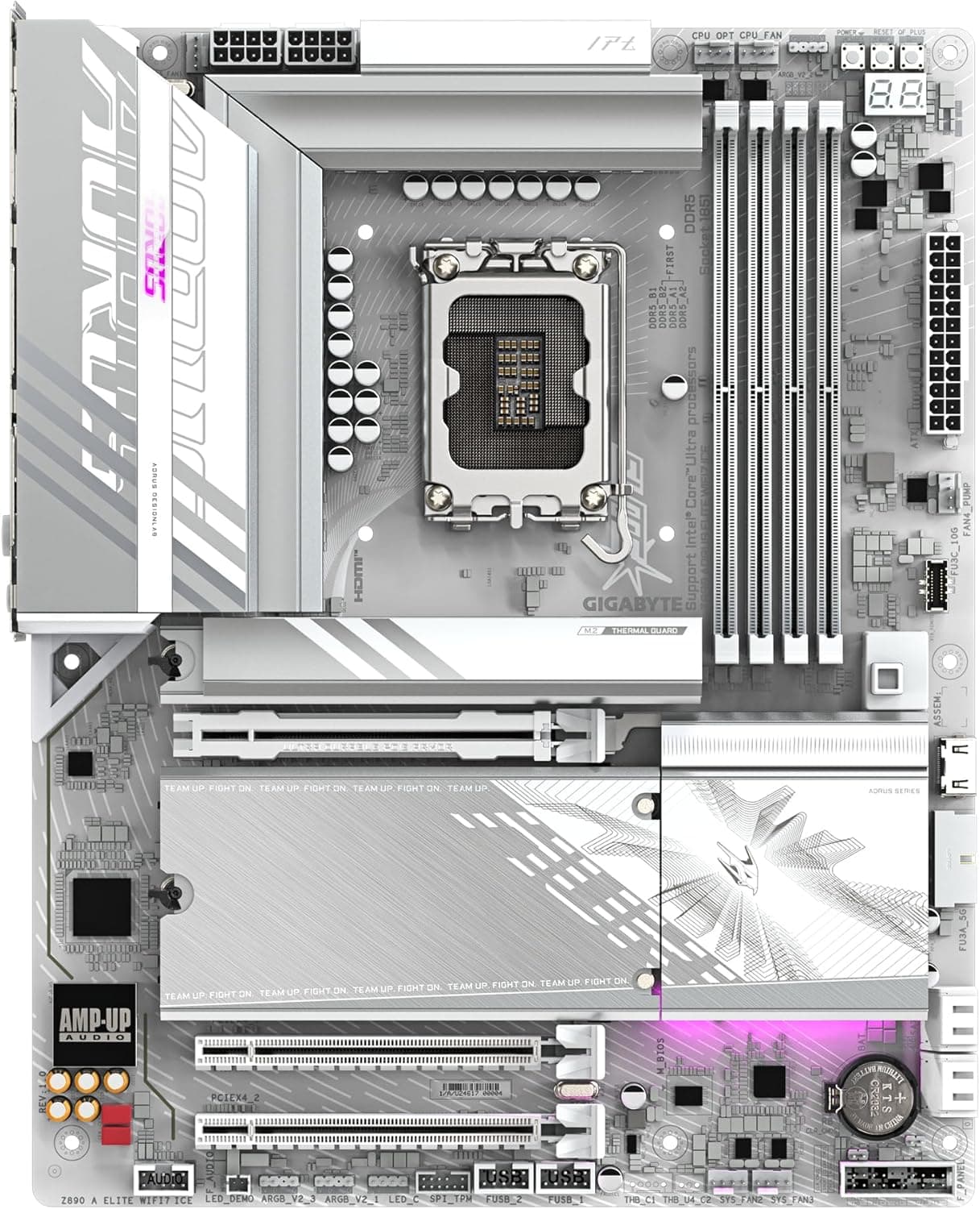 GIGABYTE Z890 AORUS ELITE WIFI7 ICE Motherboard - Supports Intel Core Ultra (Series 2) CPUs, 16+1+2 phases VRM, up to 8800MHz DDR5 (OC), 1xPCIe 5.0 + 3xPCIe 4.0, Wi-Fi 7, 2.5GbE LAN, Thunderbolt 4 2