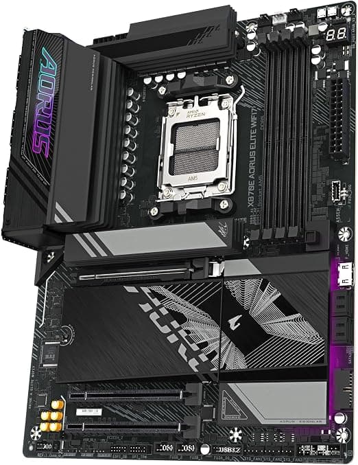GIGABYTE X870E AORUS ELITE WIFI7 Motherboard - Supports AMD Ryzen 9000 CPUs, 16+2+2 Phases Digital VRM, up to 8000Hz DDR5 (OC), 3xPCIe 5.0, Wi-Fi 7, 2.5GbE LAN, USB 4 2