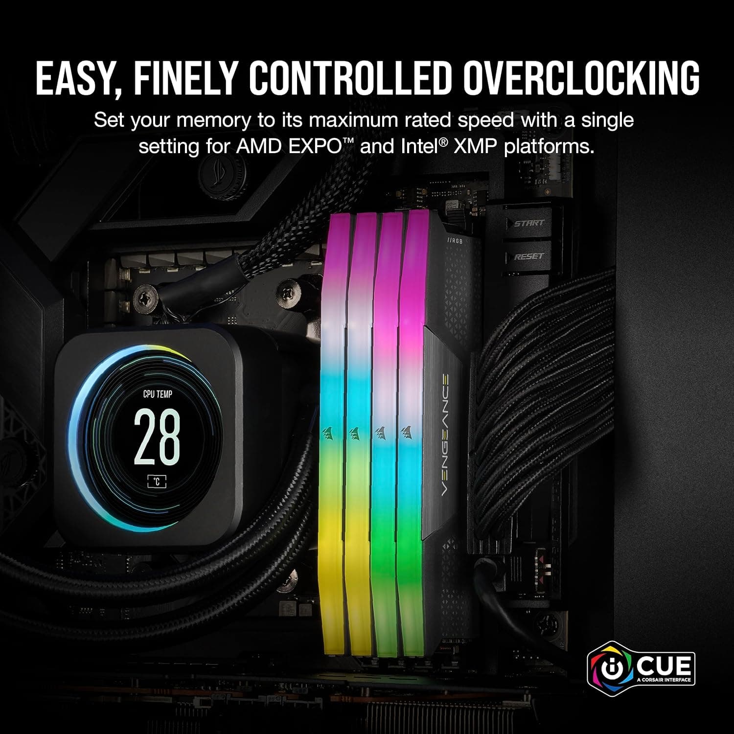 Corsair Vengeance RGB DDR5 RAM 16GB (1x16GB) 6000MHz CL36-44-44-96 1.35V AMD Expo Intel XMP 3.0 Computer Memory - Grey (CMH32GX5M1E6000Z38) 2