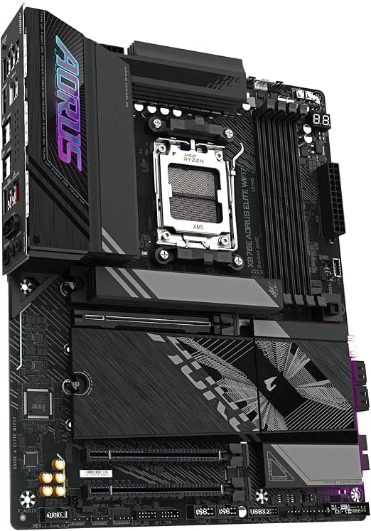 GIGABYTE X870E AORUS ELITE WIFI7 Motherboard - Supports AMD Ryzen 9000 CPUs, 16+2+2 Phases Digital VRM, up to 8000Hz DDR5 (OC), 3xPCIe 5.0, Wi-Fi 7, 2.5GbE LAN, USB 4 4