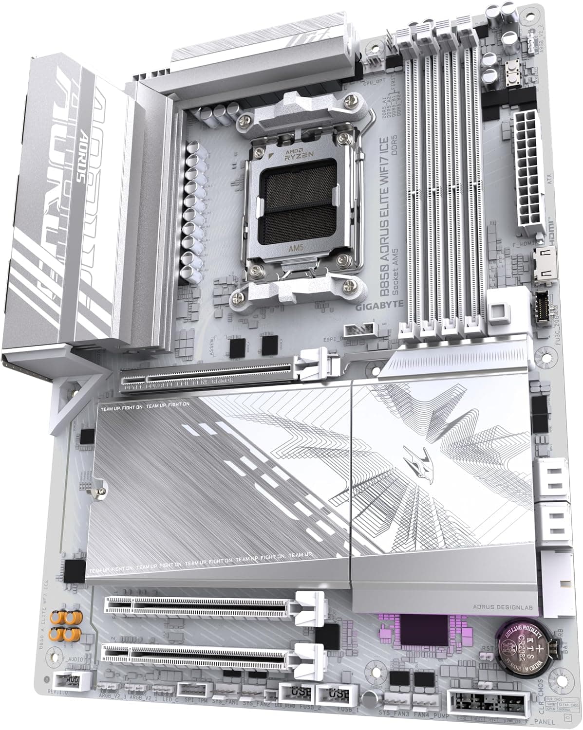 GIGABYTE B850 AORUS ELITE WIFI7 ICE Motherboard - AMD Ryzen 9000 Series CPUs, 12+2+1 Phases Digital VRM, up to 8200MHz DDR5 (OC), 1xPCIe 5.0 + 2xPCIe 4.0 M.2, 2.5 LAN, WIFI 7, USB 3.2 Gen 2x2 3