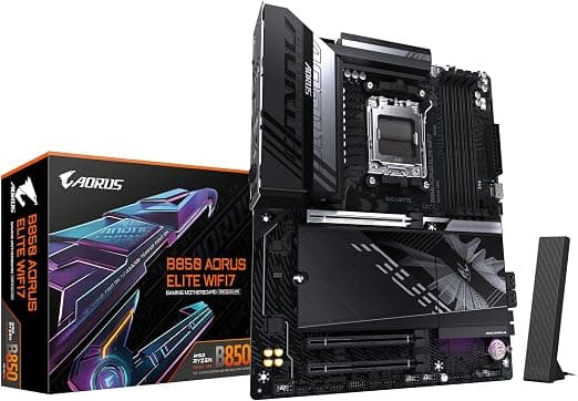 GIGABYTE B850 AORUS Elite WIFI7 Motherboard - AMD Ryzen 9000 Series CPUs, 14+2+2 Phase Digital VRM, up to 8200MHz DDR5 (OC), 1xPCIe 5.0 + 2xPCIe 4.0 M.2, 2.5 LAN, WiFi 7, USB 3.2 Gen 2x2