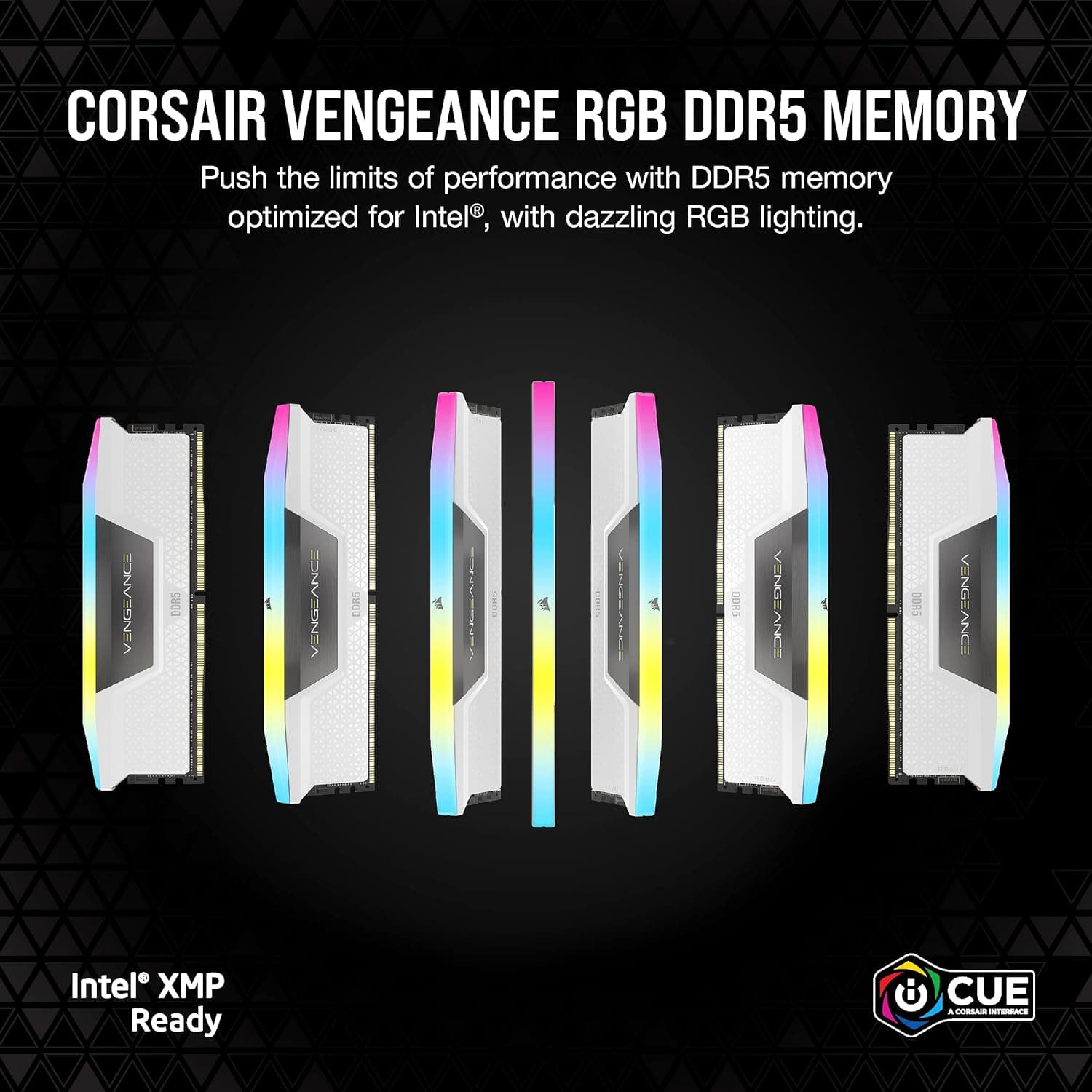 CORSAIR VENGEANCE RGB DDR5 RAM 32GB (2x16GB) Up to 6000MHz CL36 Intel XMP iCUE Compatible Computer Memory - White (CMH32GX5M2E6000C36W) 2