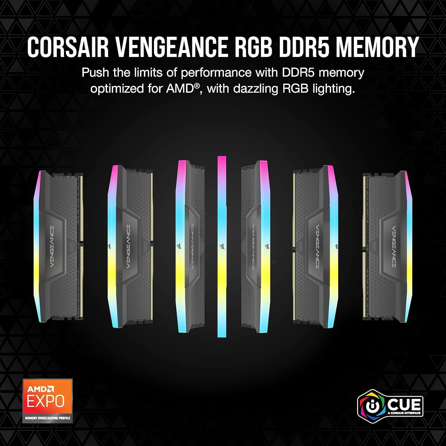 Corsair VENGEANCE RGB DDR5 RAM 32GB (2x16GB) 6000MHz C38-48-48-106 1.4V Optimised Computer Memory (iCUE Compatible, Fast Performance, Intel XMP 3.0 Profiles) Black 2