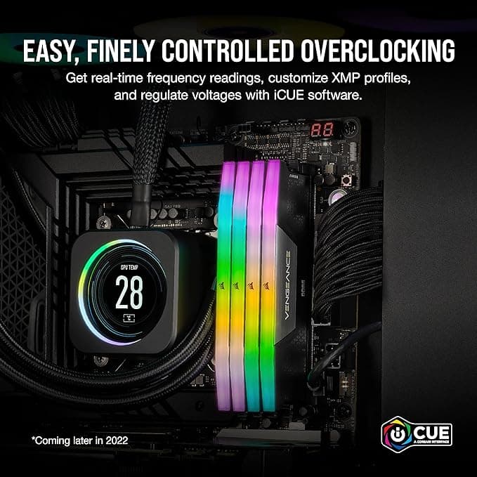 CORSAIR VENGEANCE RGB DDR5 RAM 16GB (2x8GB) Up to 5200MHz CL40 Intel XMP iCUE Compatible Computer Memory - Black (CMH16GX5M2B5200C40) 2