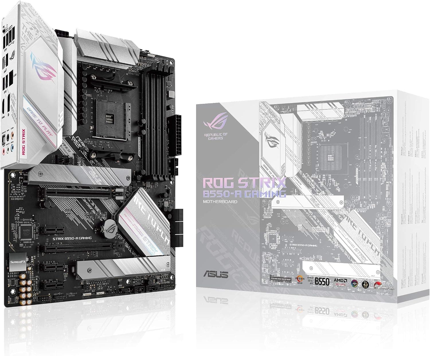 ASUS Rog Strix B550-A Gaming Amd Ryzen AM4 Atx Motherboard (PCIe 4.0, 14-Phase Power, Intel 2.5 Gb Ethernet, 2xM.2, Noise Cancelling Microphone with AI, Usb 3.2 Gen 2, Aura Sync Rgb)